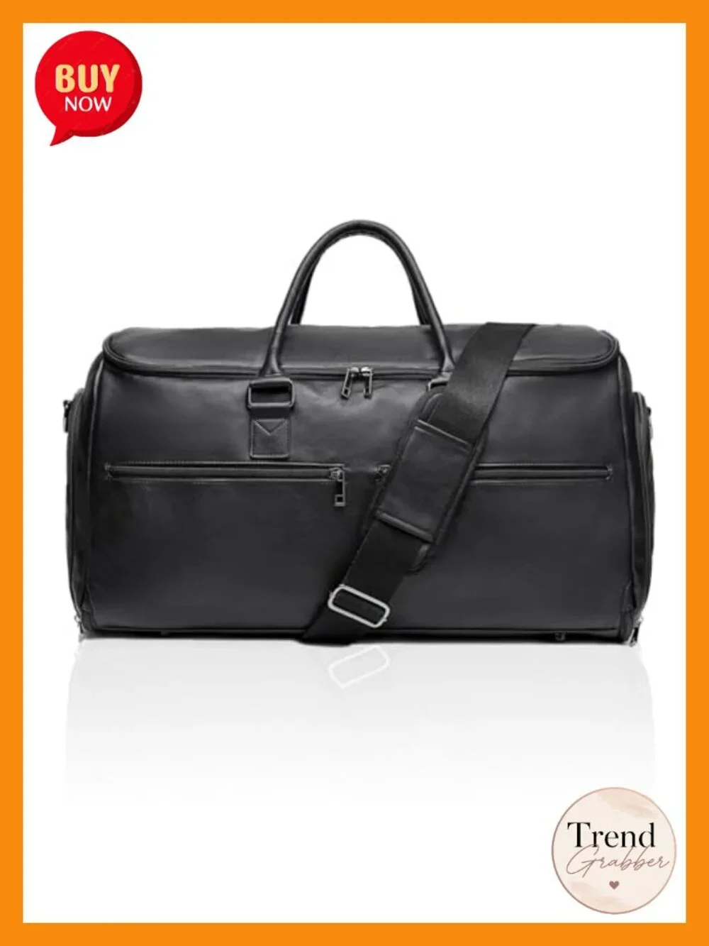 Convertible 2-in-1 Carry On Garment Bag Travel Suit Bag Faux Leather Rolling